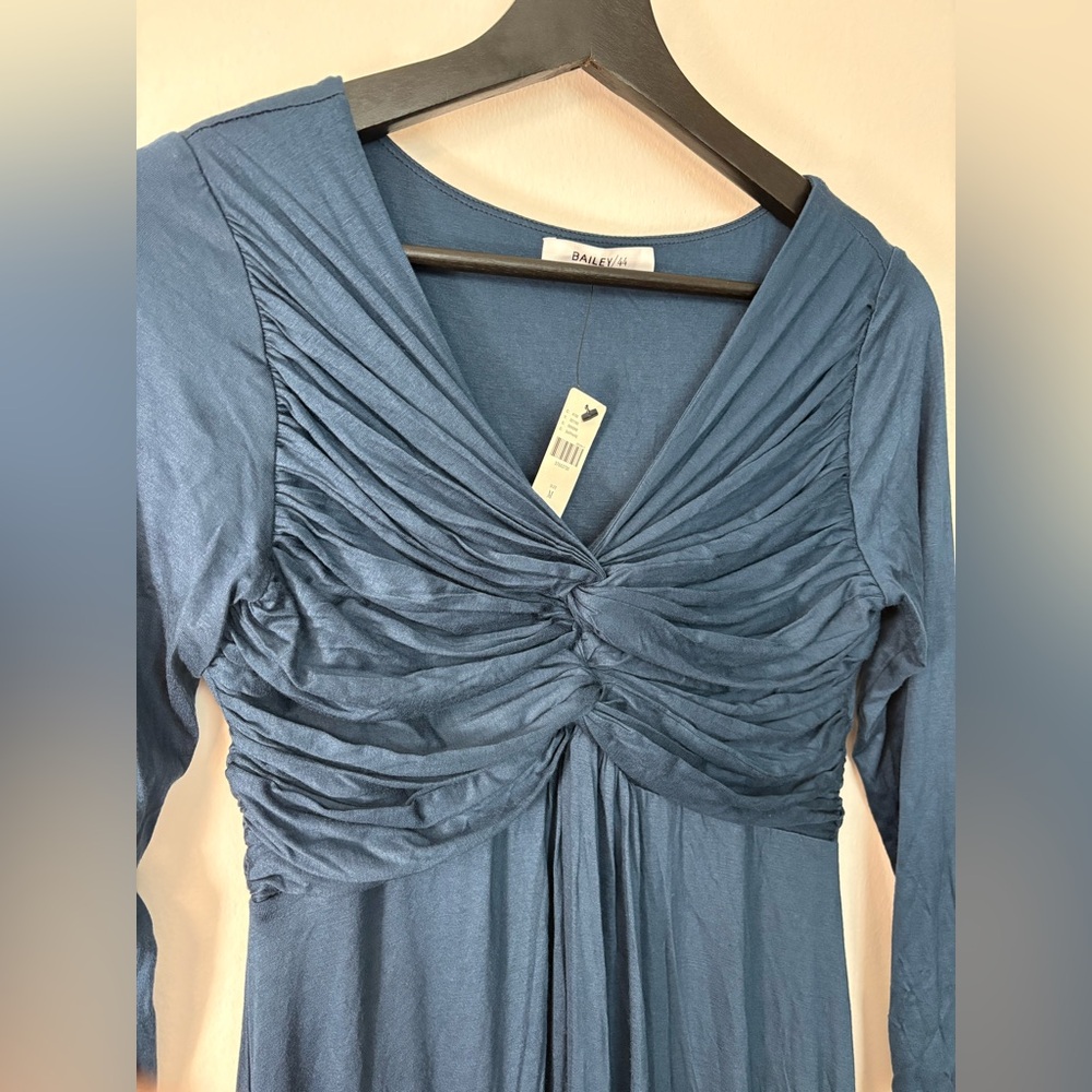 NWTAnthropologie Bailey 44 Navy Blue Ruched Dress Size M Sku#161 - Picture 2 of 7